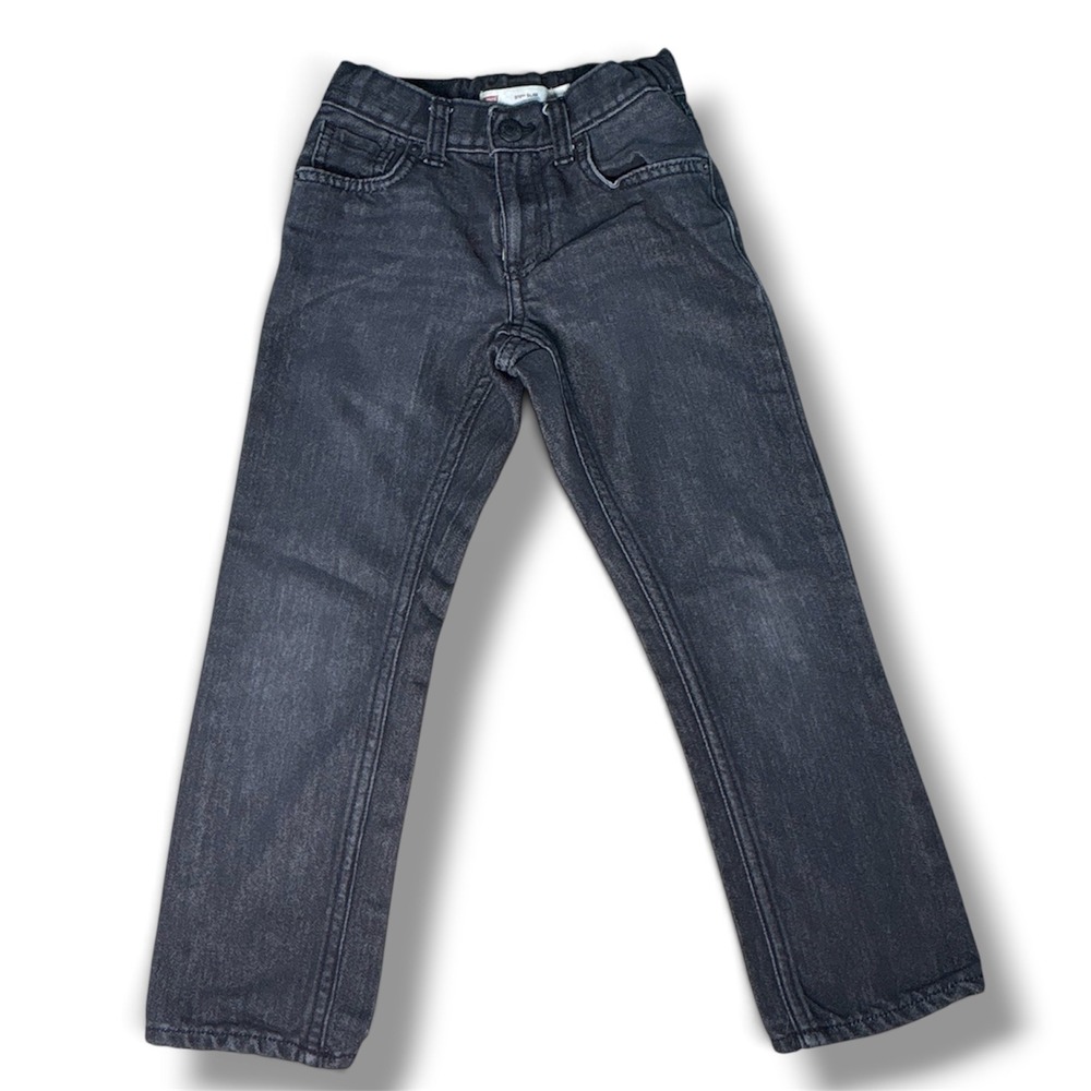 Levi's 511 Slim Jeans Kids Size 6 Black Faded Denim Adjustable Waist Skater